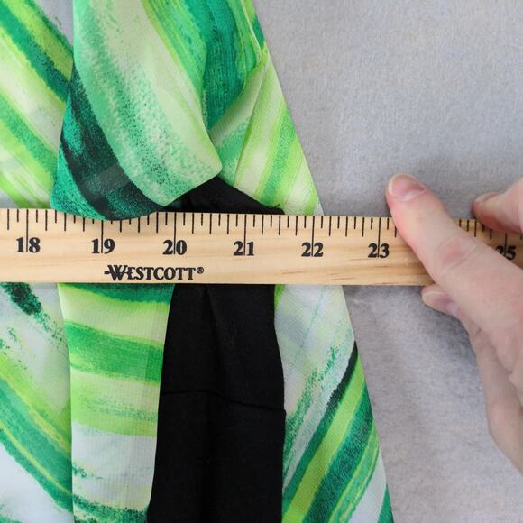 IN Studio Green Black Sheer Poncho Overlay Blouse Women's Plus Size 1X Boho Chic - Picture 7 of 10